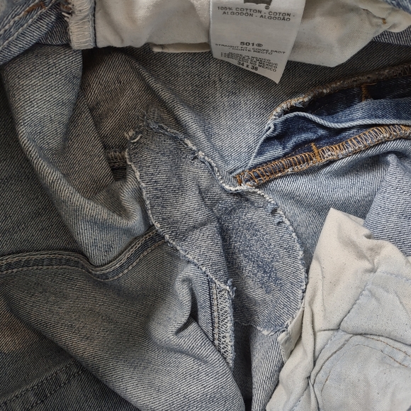 Y2K Vintage Levi's 501 Red Tab Button Fly Straight Leg Blue Jeans 34"x36" - Picture 11 of 11